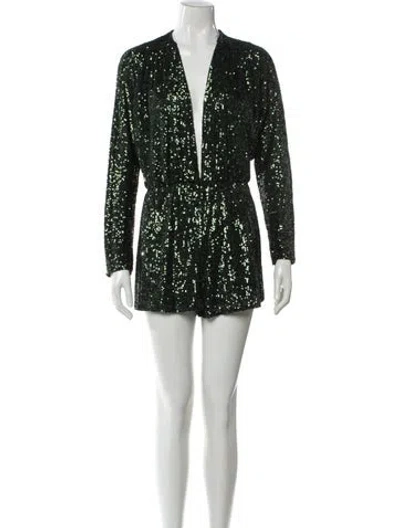 Pre-owned Maje Sequin Plunge Neckline Romper In Black