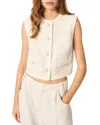 Maje Vadere Sleeveless Sequined Tweed Blazer In Ecru