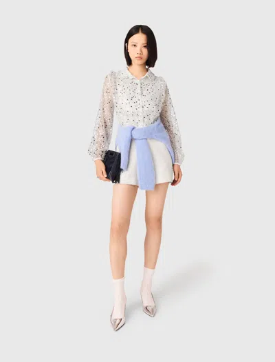 Maje Sequin Tweed Jumpsuit In White