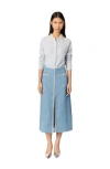 Maje Tweed Midi Skirt In Blue