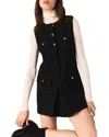 Maje Sequin Tweed Playsuit In Black