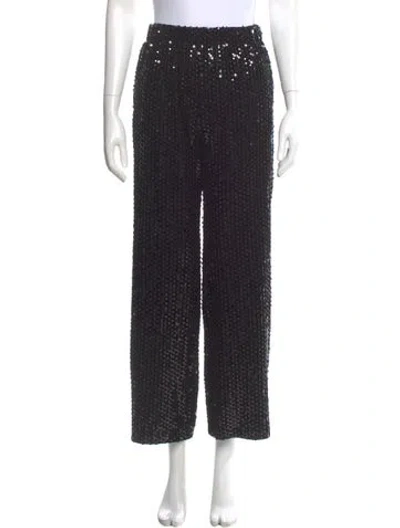 Pre-owned Maje Sequin Wide Leg Pants In Black