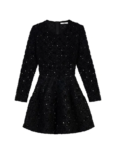 Maje Sequin-embellished Mini Dress In Black