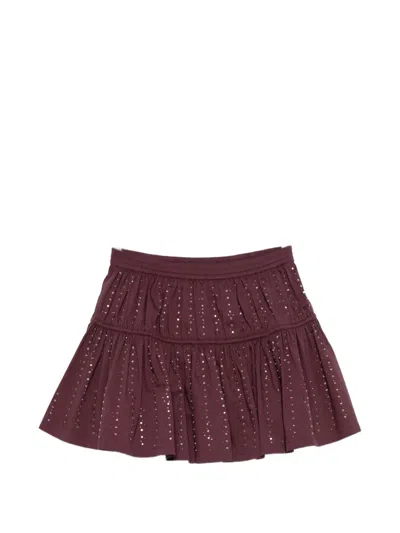 Maje Sequin-embellished Ruffled Mini Skirt In Brown