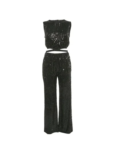 Pre-owned Maje Sequin-embellished Trousers Set In Black