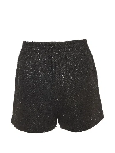 Pre-owned Maje Sequin-embellished Tweed Shorts In Black