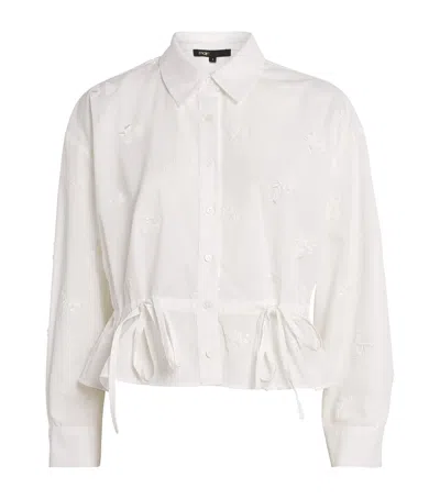 Maje Sequinned Drawstring Shirt In White