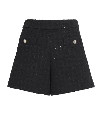 Maje Sequinned-embellished Tweed Shorts In Black