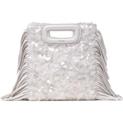 Maje Sequinned M Mini Bag In White