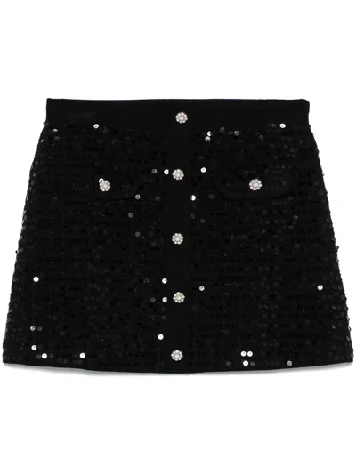 Maje Sequinned Mini Skirt In Black