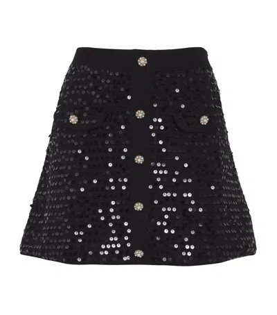 Maje Sequinned Mini Skirt In Black