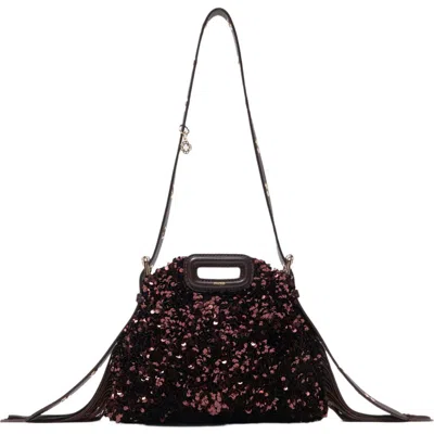 Maje Sequinned Miss M Mini Bag In Brown