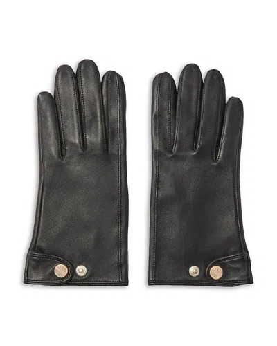 Maje Seventies Leather Gloves In Black