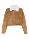 Maje Shearling-collared Jacket In Brown