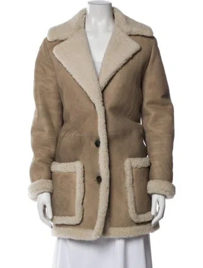 Pre-owned Maje Shearling Faux Fur Coat In Neutral