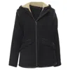 Maje Shearling Lined Leather Trim Back Coat In Black
