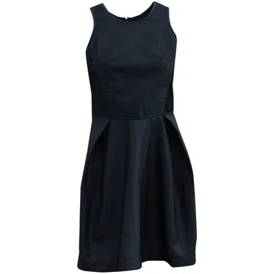 Maje Sheath Dress With Inverted Pleats In Navy Blue Polyester