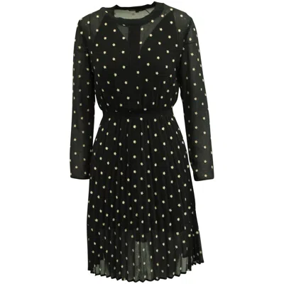 Maje Sheer Floral Long-sleeve Dress In Black Polyester