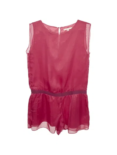 Pre-owned Maje Sheer Silk Playsuit In Pink