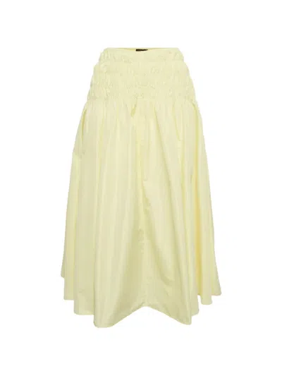 Pre-owned Maje Shirred Taffeta Midi Skirt In Yellow