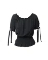 Maje Shirred Top In Black Viscose In Black