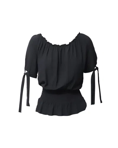 Maje Shirred Top In Black Viscose