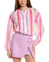 Maje Oversized Striped Woven Shirt In Pink