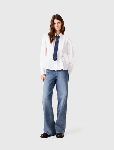 Maje Shirt With Lace-up Back In White