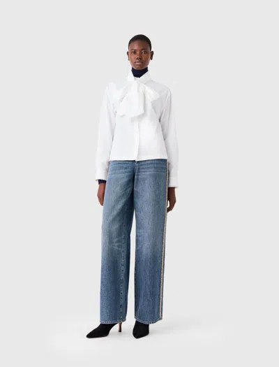 Maje Shirt With Removable Pussy Bow In White