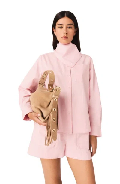 Maje Shirt With Removable Scarf In Pink