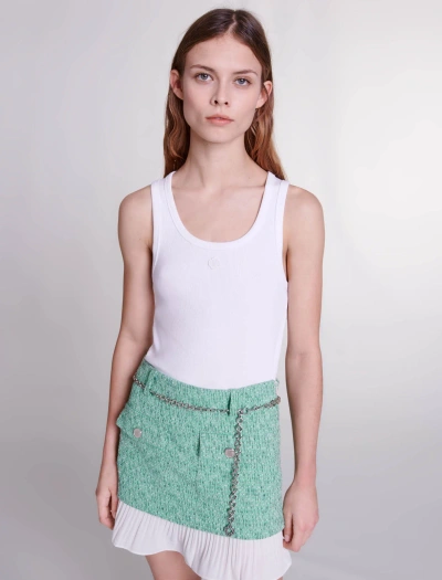 Maje Short 2-in-1 Skirt For Spring/summer In Green