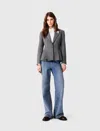 Maje Short Bar-style Suit Jacket In Grey