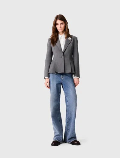 Maje Short Bar-style Suit Jacket In Grey