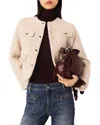 Maje Short Boucle Tweed Jacket In Neutral