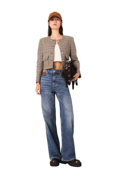MAJE MAJE SHORT CHECKED JACKET