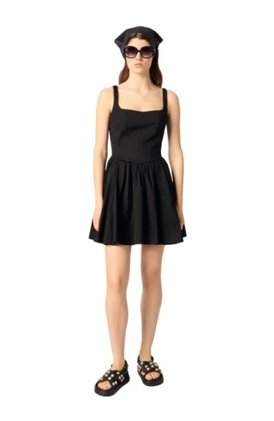 Maje Short Cotton Dress In Noir