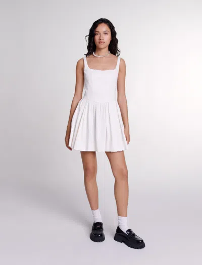 Maje Short Cotton Dress For Fall/winter In White