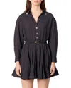 Maje Rafida Belted Mini Shirtdress In Navy