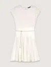 Maje Womens Blanc Chain-belt Short-sleeve Crochet Knitted Mini Dress In Blanc