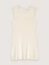 Maje Womens Blanc Sleeveless Floral-pattern Crochet-knit Mini Dress In Blanc