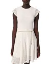 Maje Womens Blanc Chain-belt Short-sleeve Crochet Knitted Mini Dress In White