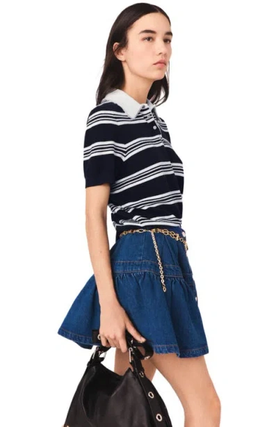 Maje Short Denim Skirt In Blue