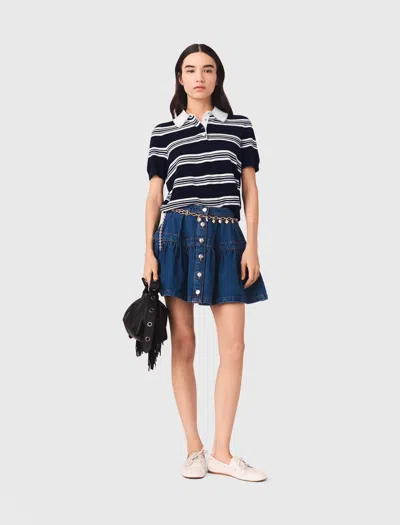 Maje Short Denim Skirt In Blue