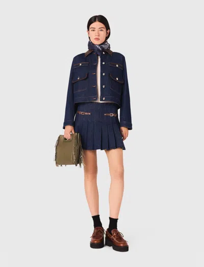 Maje Jupe Courte En Denim Avec Doublure In Blue