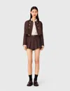 Maje Short Double-breasted Jacket In Brown
