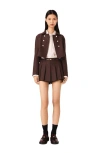 Maje Womens Brown Short Double-breasted Stretch Wool-blend Jacket In Brown