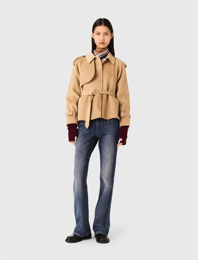 Maje Manteau Court Double Face In Nude