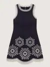 Maje Short Dress With Crochet Details In Marine