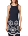 Maje Short Dress With Crochet Details In Navy