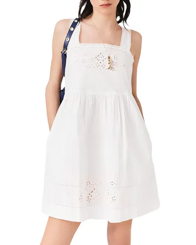 Maje Short Dress With Lace Trim In White